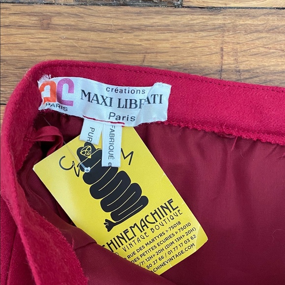 Vintage French Red Button Back Wool Pencil Skirt - Picture 10 of 10